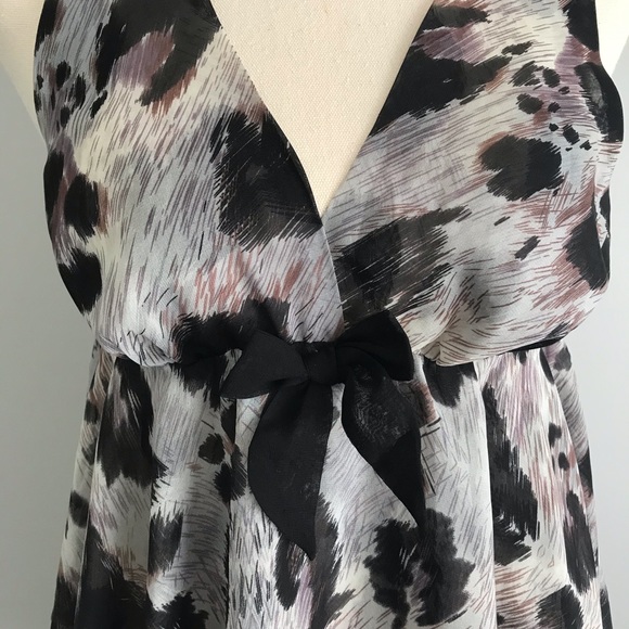 PETER ALEXANDER Sheer Floaty Babydoll Nightie Purple Black Sleeveless V-Neck Bow - Picture 5 of 15